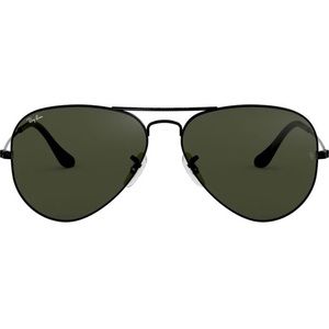 Black Ray-Ban aviators with black frame and lens